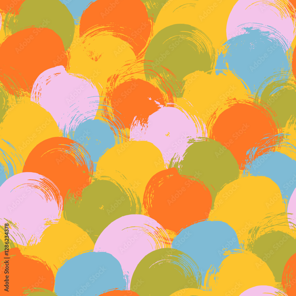 Leinwandbilder multi colored scallops seamless pattern. funky naive wrapping paper with round shapes and circles.