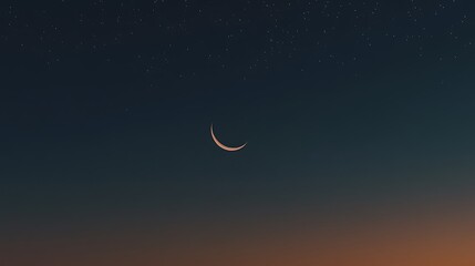 Stunning Ramadan Night with Bright Crescent Moon