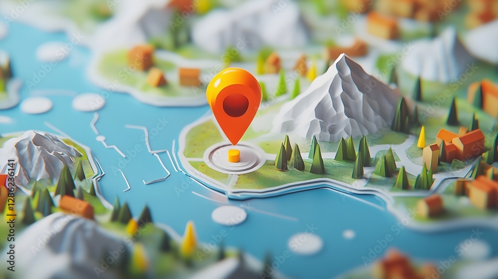 Fototapete detailed miniature landscape with mountains forests rivers and other natural terrain features overla