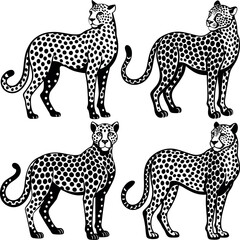 Minimalist Cheetah Silhouette Vector Icon Set Clean & Bold Design.