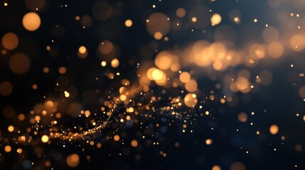 Golden Bokeh Lights Floating and Sparkling on Dark Background for Festive Mood