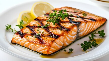 Grilled Salmon with Lemon Herb, Generative AI