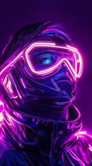 pink neon light cyberpunk gamer glowing blue eyes led social media post vertical mobile wallpaper format backdrop technology futuristic science fiction
