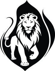 A black and white logo type lion silhouette design - lion icon design