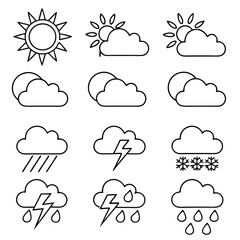 Simple Weather Icons Editable Stroke Collection