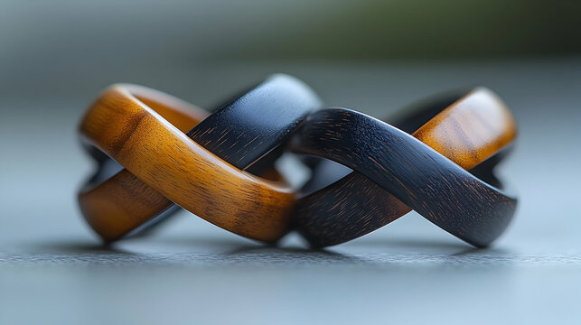 Photo Intertwined Wooden Rings Craftsmanship Design