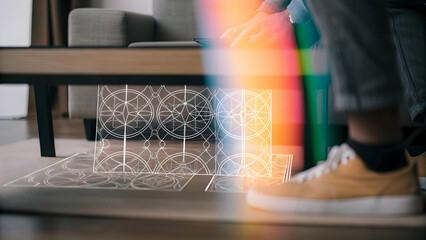 Fototapeta premium Iridescent Holographic Abstract Background with Colorful Psychedelic Patterns for Creative Design Projects