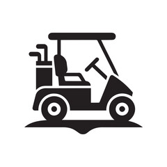 Fototapeta premium Electric golf cart silhouette on white background. Golf cart icon vector.