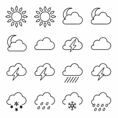 Weather Outline Icons Set Editable Stroke Vector