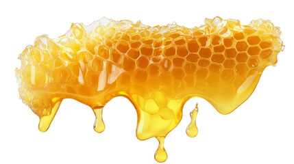 Golden honeycomb dripping with sweetness nature food transparent background png transparent white environment