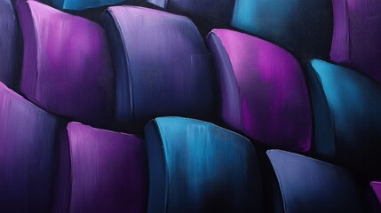 Obraz premium A vibrant abstract painting featuring intertwining purple and blue curved shapes, creating a dynamic and visually striking composition.