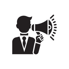 Fototapeta premium Talking with megaphone icon silhouette on white background.