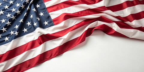 Obraz premium Silky American flag with natural folds and soft lighting on white 