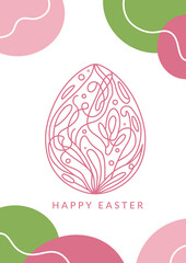 Happy Easter egg, pastel Easter greeting card template.