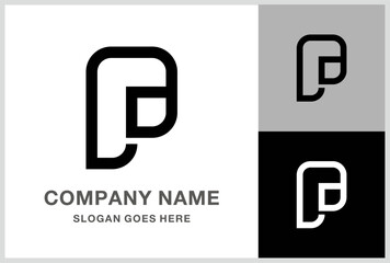 Monogram Letter P Geometric Square Business Company Stock Vector Logo Design Template
