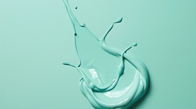 A splash of turquoise paint on a turquoise background.