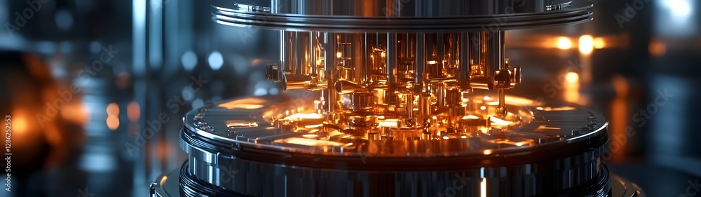 Leinwandbilder Futuristic glowing computer server circuits and metallic panels in an abstract industrial background with dynamic lighting shadows and reflections  This image conveys a sense of advanced technology