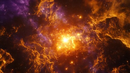 A futuristic star factory builds new suns inside a vibrant nebula, illuminating the void