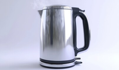 Steaming kettle on white background, ideal for kitchen appliance ads