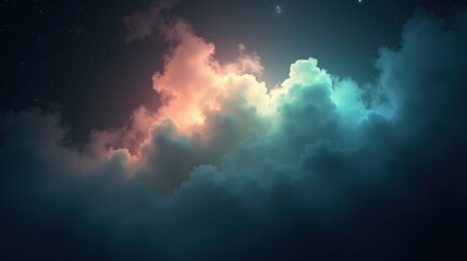 Obraz premium A cloud of luminous nebular mist hovering in an endless black void, shifting and morphing like a liquid aurora, defying the laws of physics.