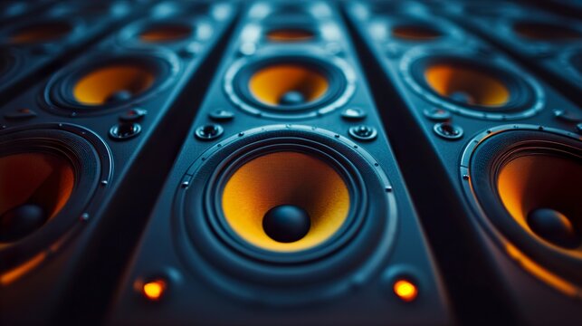 Powerful Sound System Rows of Professional Speakers