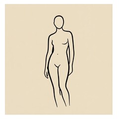 Fototapeta premium A nude humanoid figure is standing, outlined in black lines.