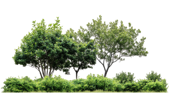 Lush green trees on transparency background png nature scene white space environment calm atmosphere - Powered by Adobe