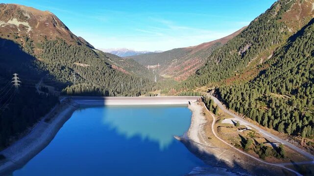 Aerial view of K&uuml;htai valley with the storage power plant for electricity production