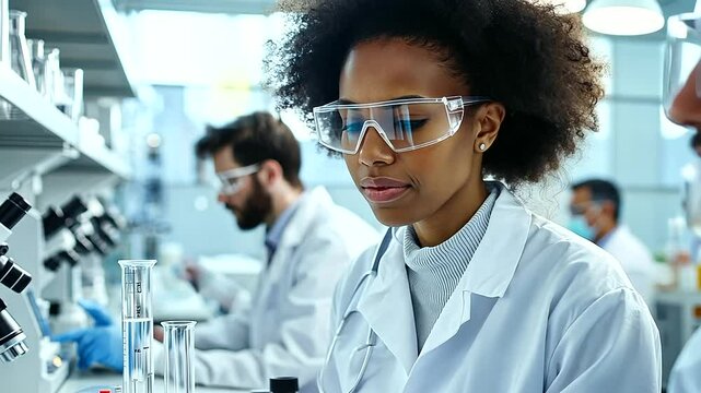 Biotechnology Researchers Collaborating in a Laboratory Environment