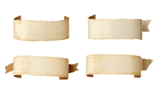 Elegant vintage ribbons on transparency background png format white aesthetic for creative designs