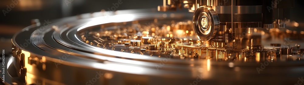 Poster Futuristic metallic circuit board backdrop with intricate machinery technological patterns and digital elements  Showcasing the complexity and innovation of modern electronics and engineering