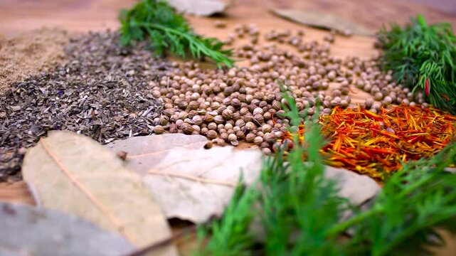 Natural blend of spices: coriander, basil, dill, bay leaf, saffron, fennel. Georgian spice blend
