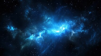Naklejka premium Majestic Blue Cosmic Cloud Spreading Across Starry Night Sky