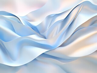 Light blue silky folds forming fluid like abstract surface with soft gradients and high tech material aesthetics inspired by futuristic textile engineering and smooth computational design