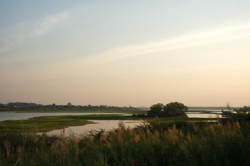 sunset over the river