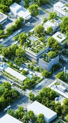 Fototapeta premium Urban drone view of recycling facilities demonstrating circular economy principles and sustainable resource flow