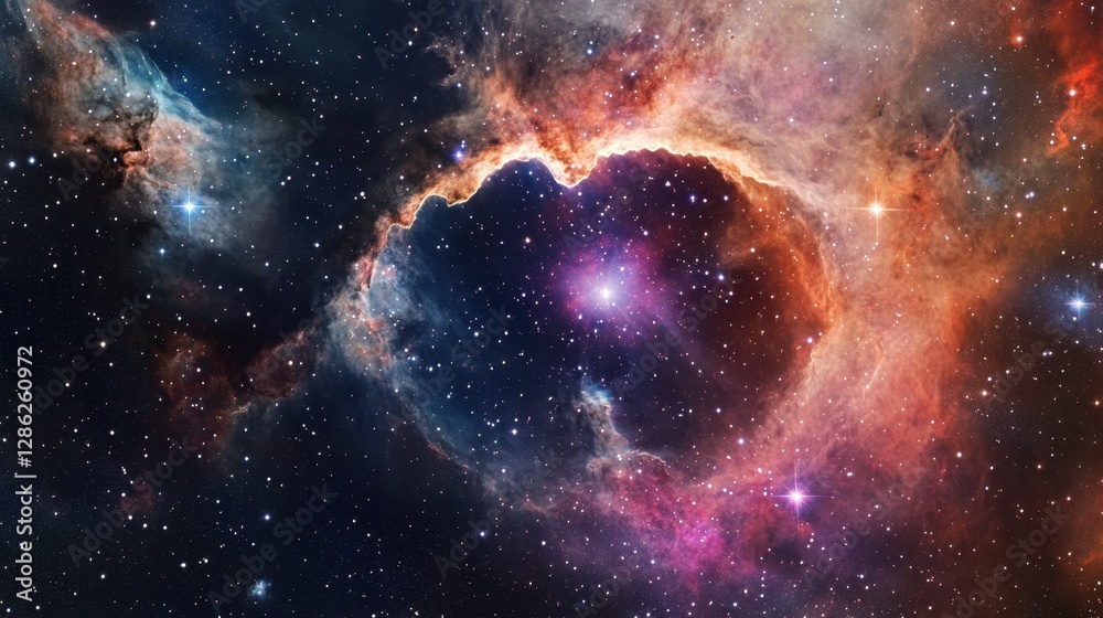 Wall mural a wormhole collapses inside a nebula, distorting starlight into breathtaking interstellar patterns