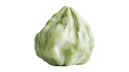 Obraz premium Unique green chayote squash on white background highlighting its distinct shape and texture