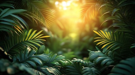 Tropical Jungle Sunlight Background