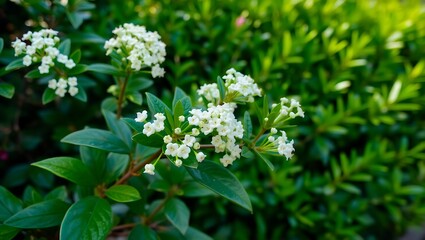 "Close-Up of a Stunning Skimmia Plant in a Lush Garden"