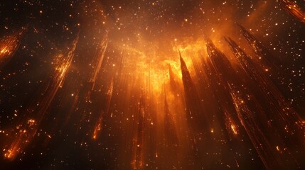 A deep-space cathedral of glowing nebula columns, rising like towers of cosmic energy