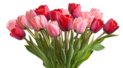 Fototapeta premium Vibrant tulip bouquet nature png transparent background floral display botanical art
