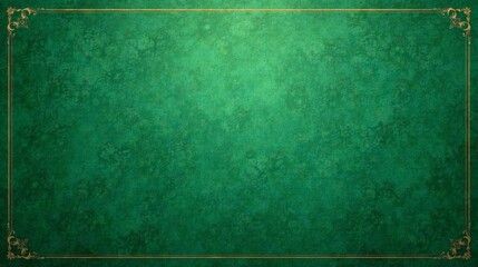 Elegant Emerald Green Background with Golden Ornate Frame Suitable for Invitations, Certificates, and Announcements