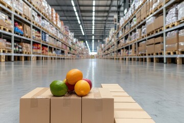 Bulk grocery discounts showcased in warehouse store under natural light focused on large product packages low angle view