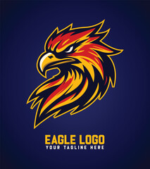 Fierce Eagle Mascot Logo for Esports, Bold Hawk Gaming Logo Design, Aggressive Eagle Head Vector Illustration, Modern Sports Team Eagle Logo, Sharp and Powerful Bird Mascot Logo
