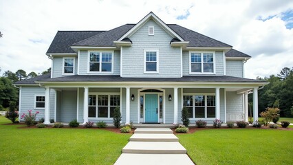 Obraz premium Charming Family Home Design Embracing Modern Elegance and Comfort in a Picturesque Suburban Setting