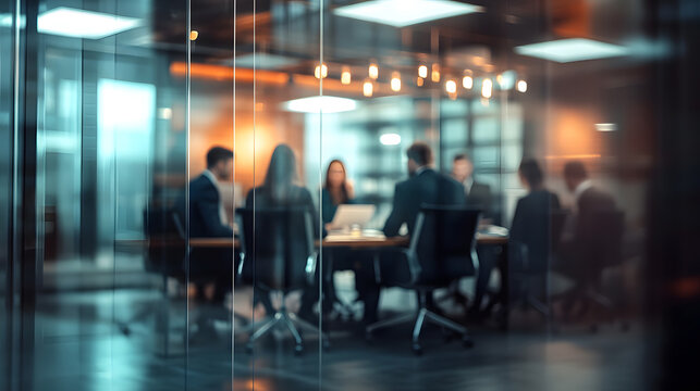 Abstract blur image of Business people walking at modern hallway with bokeh for background usage	