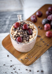 Choc Cherry Overnight Oats  Jar