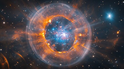 Obraz premium A massive planetary impact creates a vibrant nebula, sending glowing debris into deep space