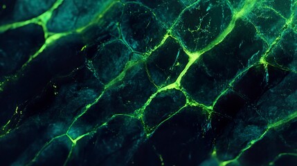 Naklejka premium Dark green and black background featuring numerous small holes in an abstract design